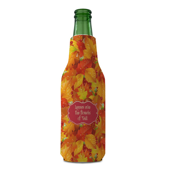 Fall Leaves Zipper Bottle Cooler - FRONT (bottle)