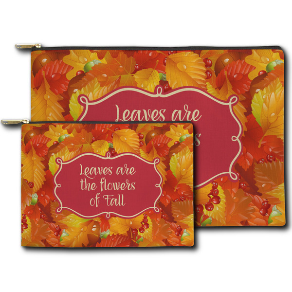 Fall Leaves Zippered Pouches - Size Comparison