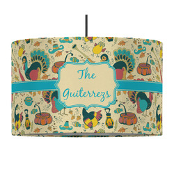 Old Fashioned Thanksgiving 12" Drum Pendant Lamp - Fabric (Personalized)