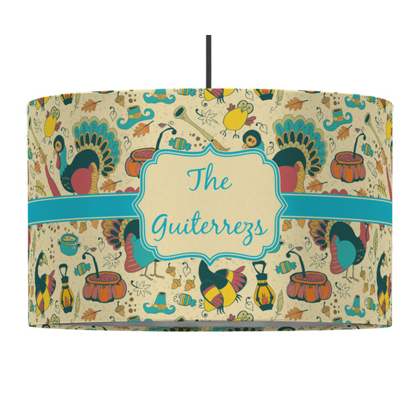 Custom Old Fashioned Thanksgiving 12" Drum Pendant Lamp - Fabric (Personalized)