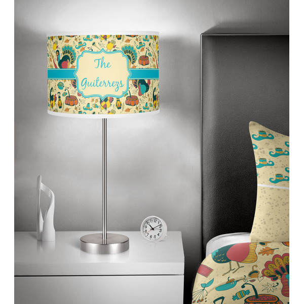 Old Fashioned Thanksgiving 13 inch drum lamp shade - in room