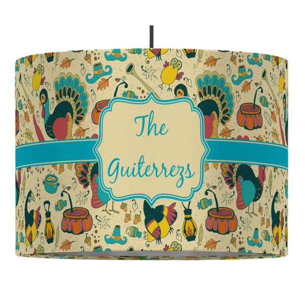 Custom Old Fashioned Thanksgiving 16" Drum Pendant Lamp - Fabric (Personalized)