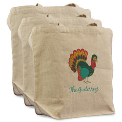 Old Fashioned Thanksgiving Reusable Cotton Grocery Bags - Set of 3 (Personalized)