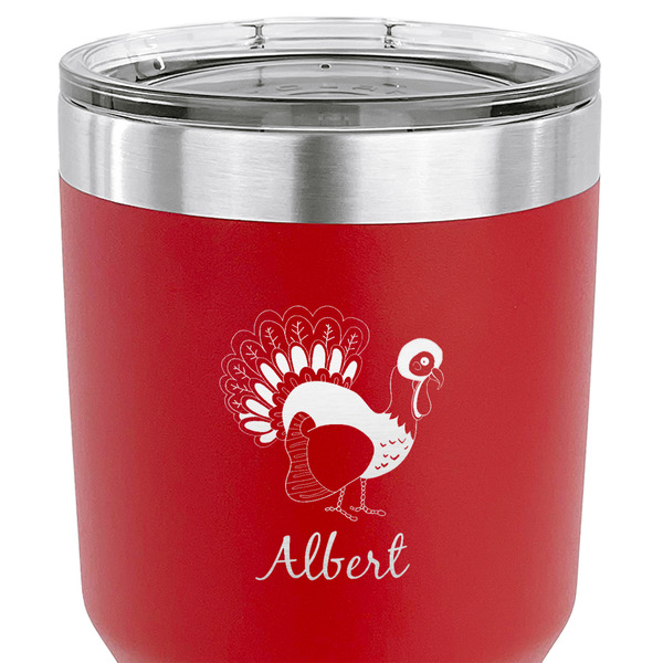 Old Fashioned Thanksgiving 30 oz Stainless Steel Ringneck Tumbler - Red - CLOSE UP