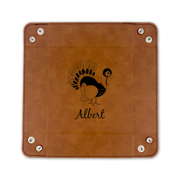 Old Fashioned Thanksgiving 6" x 6" Leatherette Snap Up Tray - FLAT FRONT