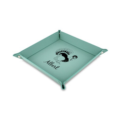 Old Fashioned Thanksgiving 6" x 6" Teal Faux Leather Valet Tray (Personalized)