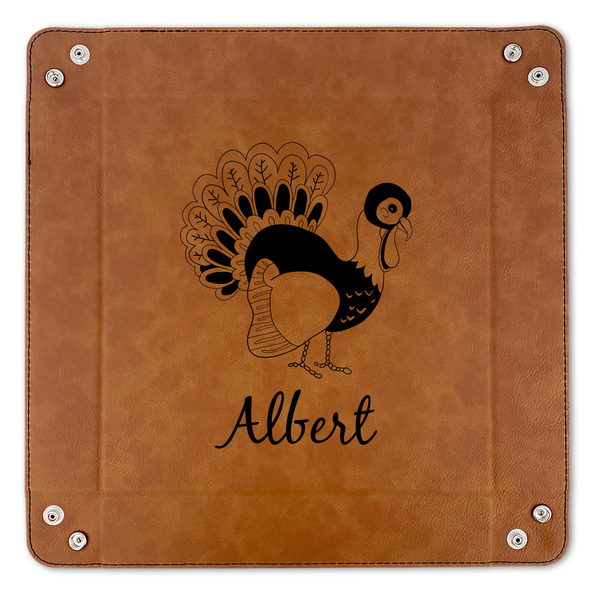 Old Fashioned Thanksgiving 9" x 9" Leatherette Snap Up Tray - APPROVAL (FLAT)