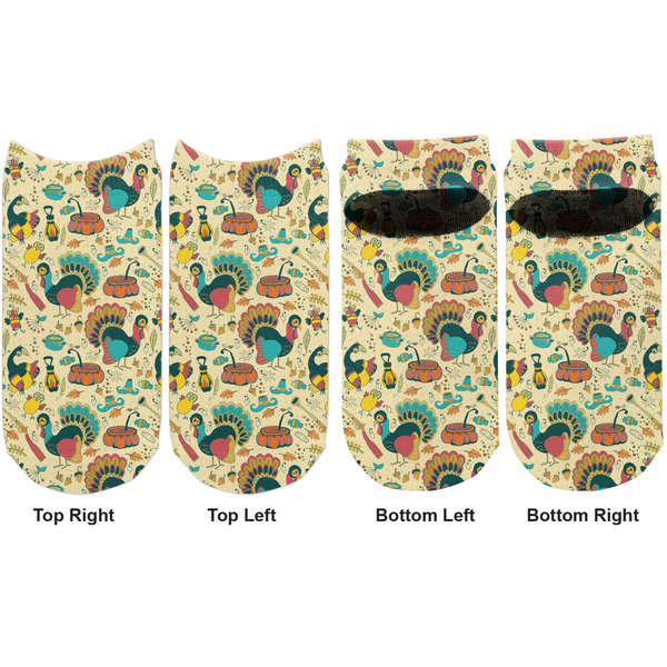 Old Fashioned Thanksgiving Adult Ankle Socks - Double Pair - Front and Back - Apvl