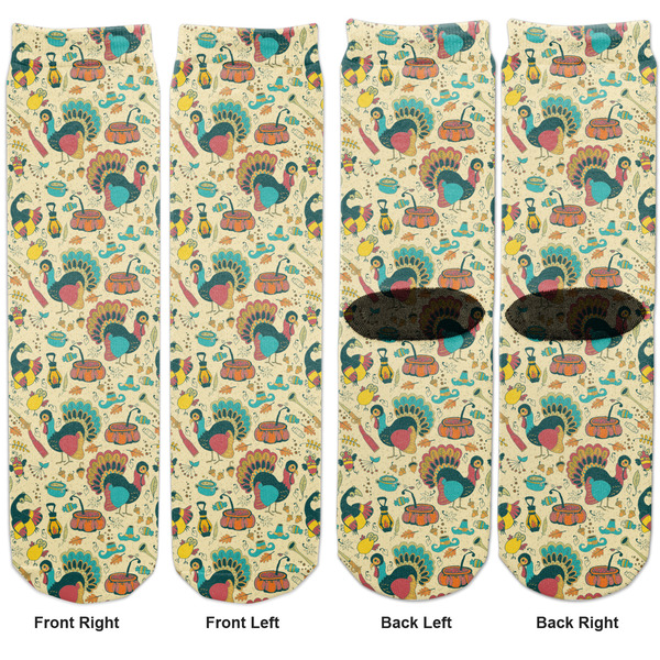 Old Fashioned Thanksgiving Adult Crew Socks - Double Pair - Front and Back - Apvl