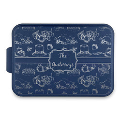 Old Fashioned Thanksgiving Aluminum Baking Pan with Navy Lid (Personalized)