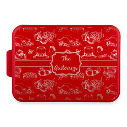Old Fashioned Thanksgiving Aluminum Baking Pan with Red Lid (Personalized)