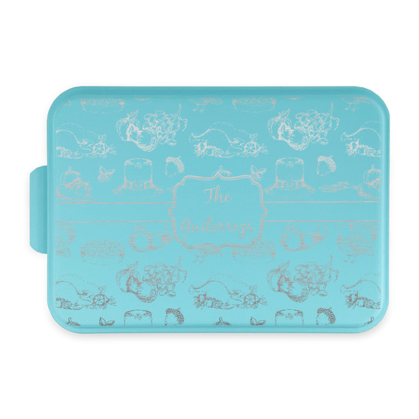 Custom Old Fashioned Thanksgiving Aluminum Baking Pan with Teal Lid (Personalized)