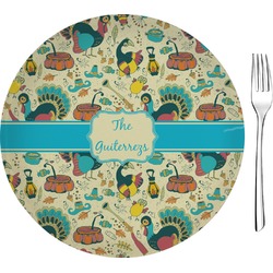 Old Fashioned Thanksgiving 8" Glass Appetizer / Dessert Plates - Single or Set (Personalized)