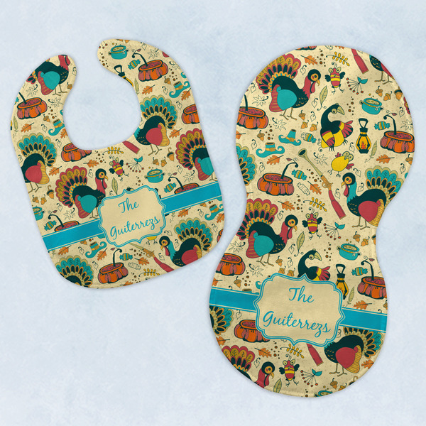 Custom Old Fashioned Thanksgiving Baby Bib & Burp Set w/ Name or Text