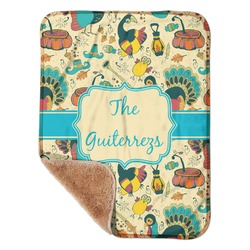 Old Fashioned Thanksgiving Sherpa Baby Blanket - 30" x 40" w/ Name or Text