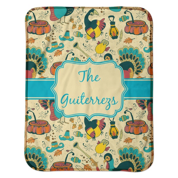 Old Fashioned Thanksgiving Baby Sherpa Blanket - Flat