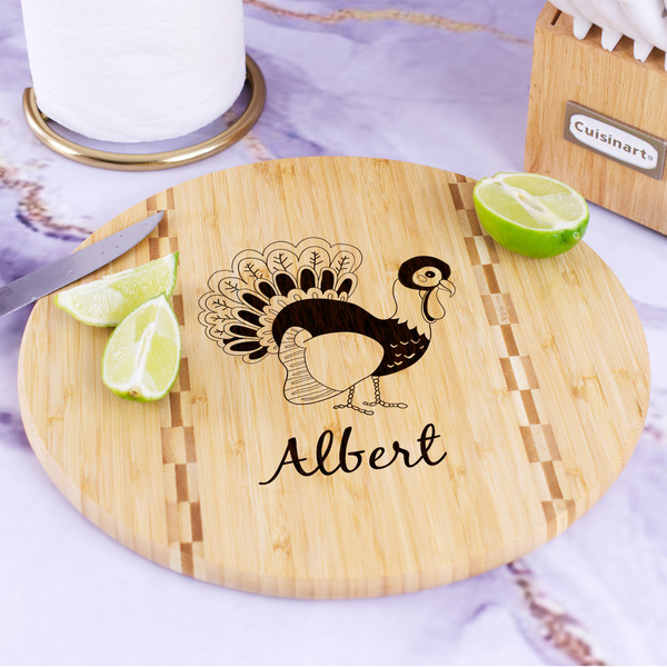 Old Fashioned Thanksgiving Bamboo Cutting Board - In Context