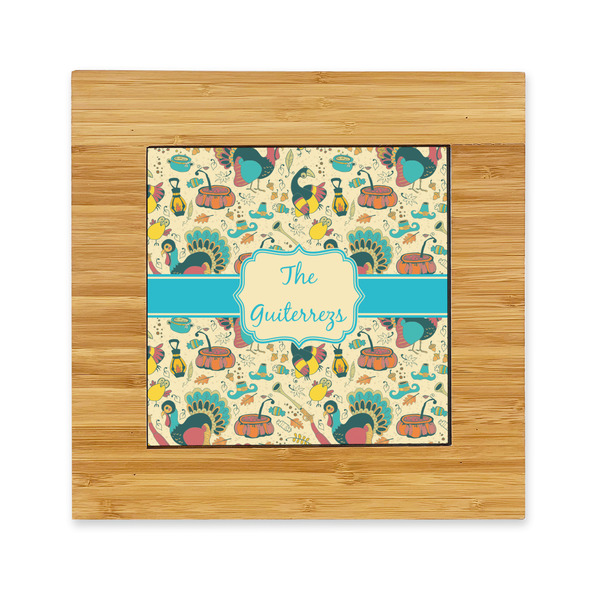 Custom Old Fashioned Thanksgiving Bamboo Trivet with Ceramic Tile Insert (Personalized)