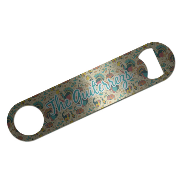Old Fashioned Thanksgiving Bar Opener - Silver - Front