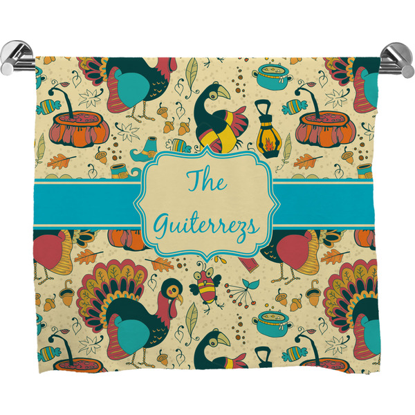 Custom Old Fashioned Thanksgiving Bath Towel (Personalized)