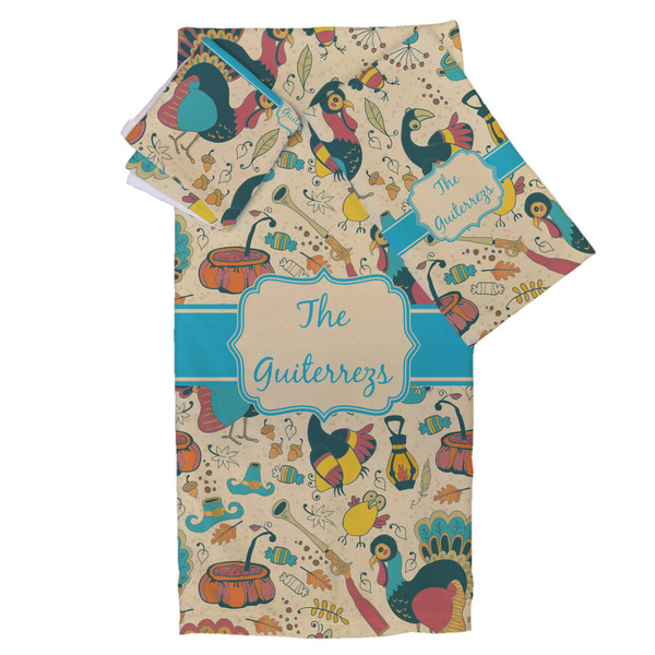 Custom Old Fashioned Thanksgiving Bath Towel Set - 3 Pcs (Personalized)
