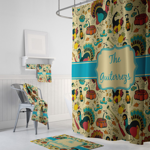 Old Fashioned Thanksgiving Bath Towel Sets - 3-piece - In Context