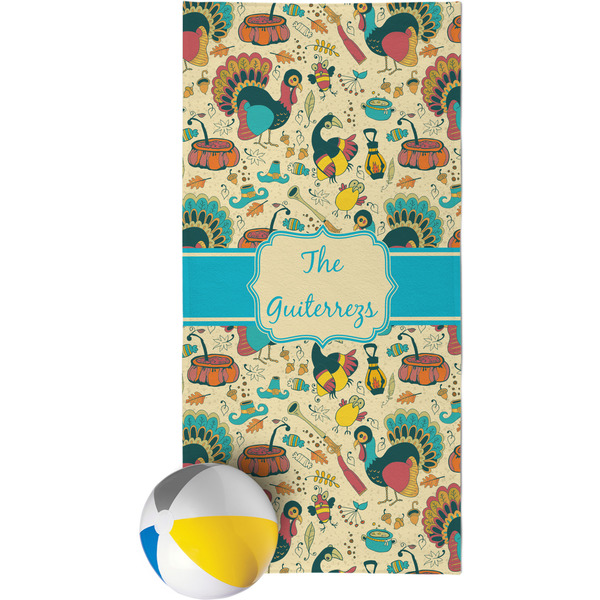 Custom Old Fashioned Thanksgiving Beach Towel (Personalized)