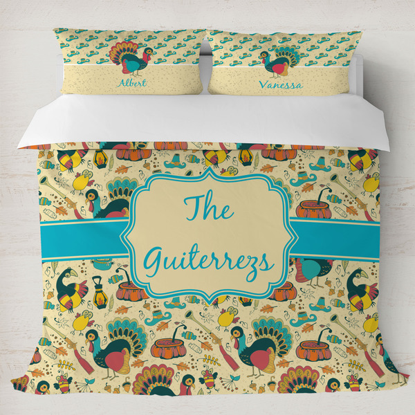 Custom Old Fashioned Thanksgiving Duvet Cover Set - King (Personalized)