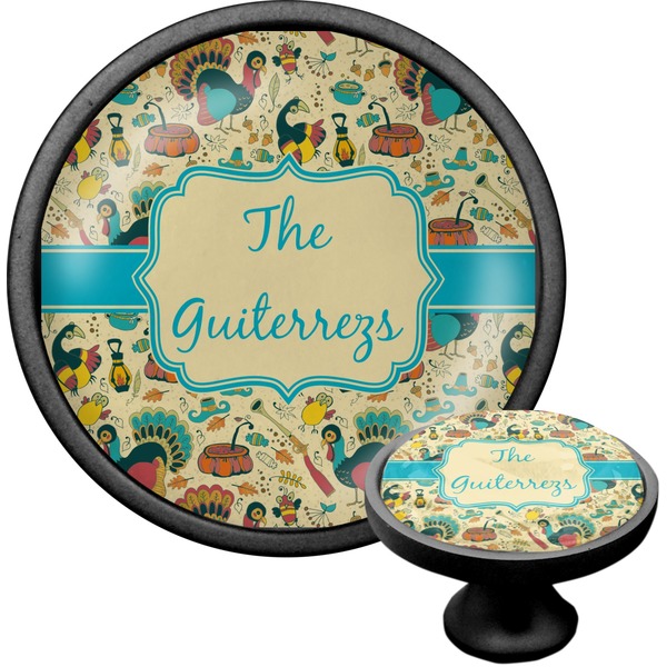Custom Old Fashioned Thanksgiving Cabinet Knob (Black) (Personalized)