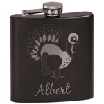 Old Fashioned Thanksgiving Black Flask Set (Personalized)