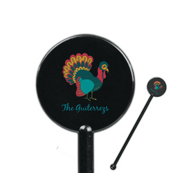 Old Fashioned Thanksgiving 5.5" Round Plastic Stir Sticks - Black - Single Sided (Personalized)