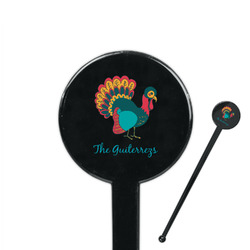 Old Fashioned Thanksgiving 7" Round Plastic Stir Sticks - Black - Double Sided (Personalized)