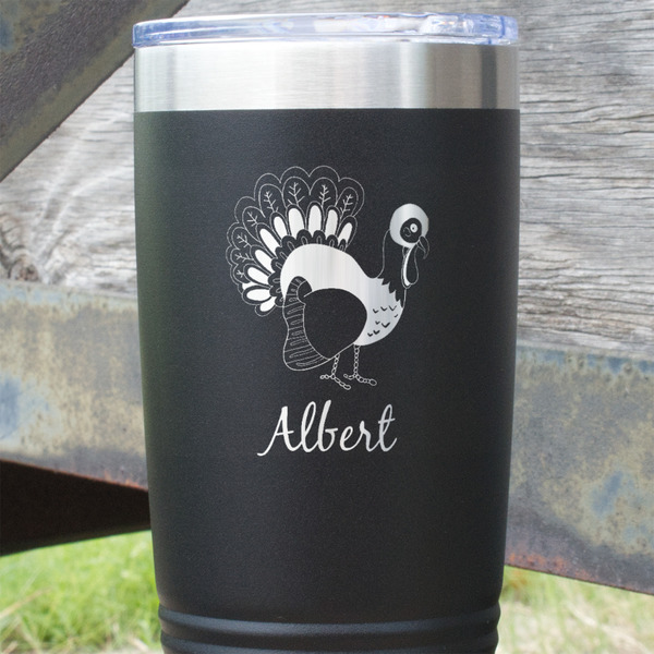 Old Fashioned Thanksgiving Black Polar Camel Tumbler - 20oz - Close Up