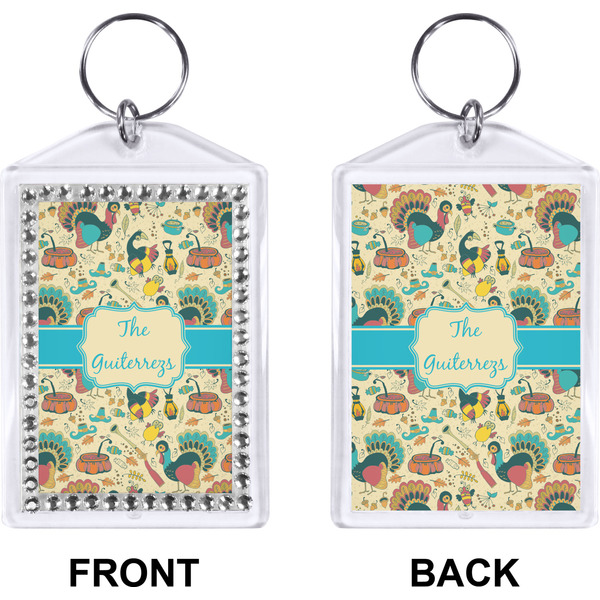 Old Fashioned Thanksgiving Bling Keychain (Front + Back)