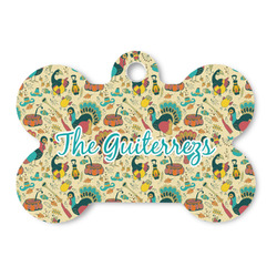 Old Fashioned Thanksgiving Bone Shaped Dog ID Tag (Personalized)
