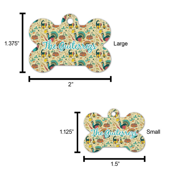 Old Fashioned Thanksgiving Bone Shaped Dog ID Tag - Large - Scale