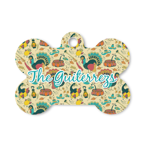 Custom Old Fashioned Thanksgiving Bone Shaped Dog ID Tag - Small (Personalized)