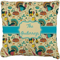 Old Fashioned Thanksgiving Faux-Linen Throw Pillow 16" (Personalized)