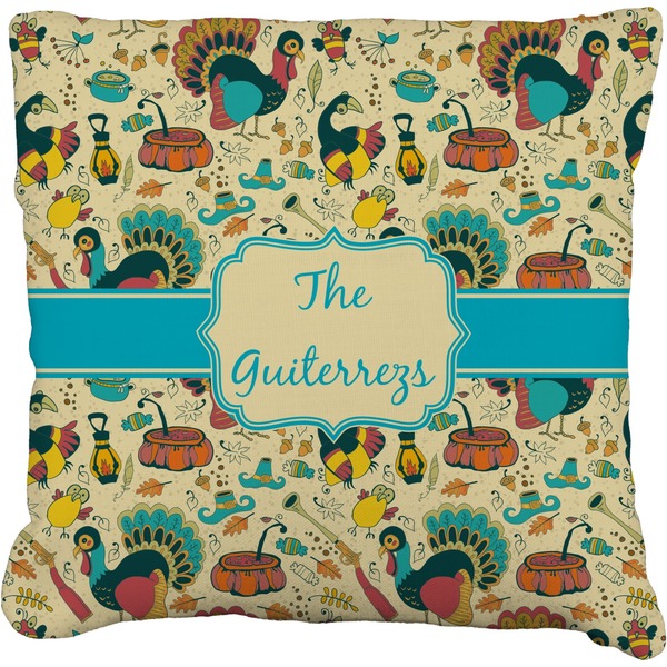 Custom Old Fashioned Thanksgiving Faux-Linen Throw Pillow 16" (Personalized)