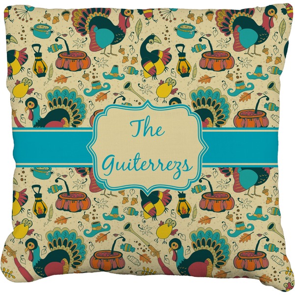 Custom Old Fashioned Thanksgiving Faux-Linen Throw Pillow 18" (Personalized)