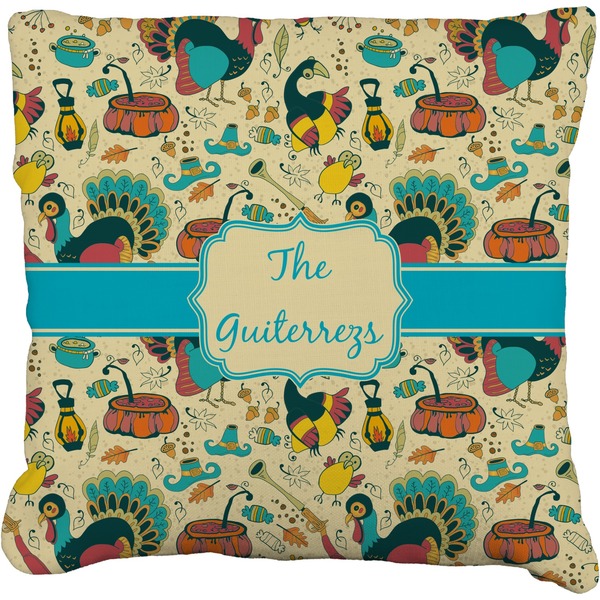 Custom Old Fashioned Thanksgiving Faux-Linen Throw Pillow 20" (Personalized)