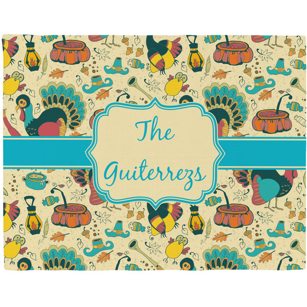 Custom Old Fashioned Thanksgiving Woven Fabric Placemat - Twill w/ Name or Text