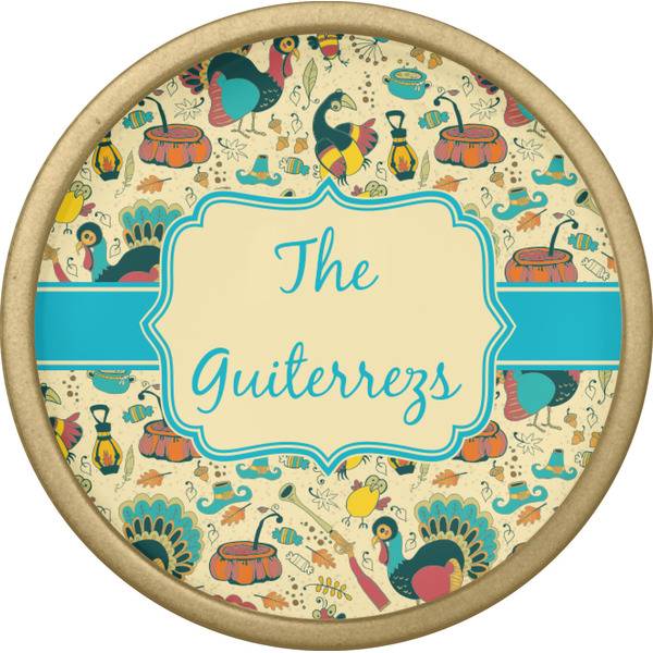 Old Fashioned Thanksgiving Cabinet Knob - Gold - Front