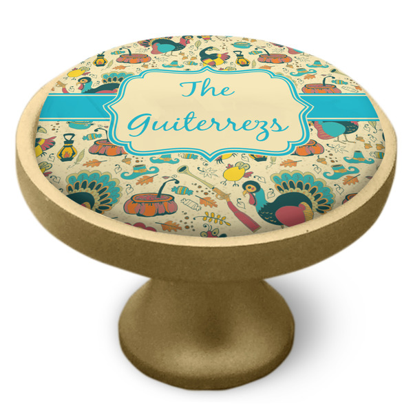 Old Fashioned Thanksgiving Cabinet Knob - Gold - Side