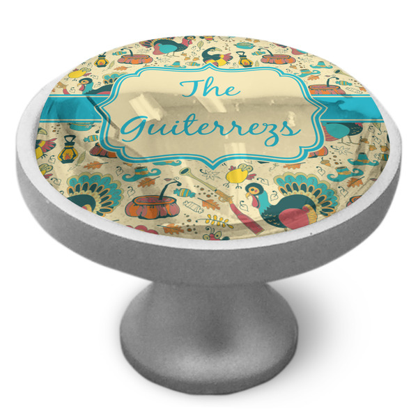 Old Fashioned Thanksgiving Cabinet Knob - Nickel - Side