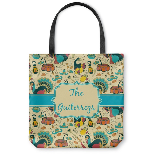 Custom Old Fashioned Thanksgiving Canvas Tote Bag - Small - 13"x13" (Personalized)