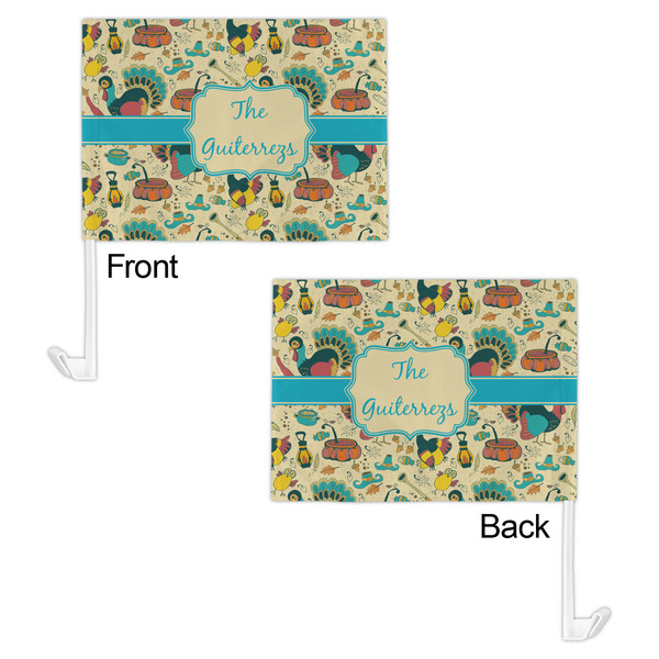 Old Fashioned Thanksgiving Car Flag - 11" x 8" - Front & Back View