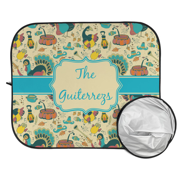 Old Fashioned Thanksgiving Car Sun Shades - FOLDED & UNFOLDED