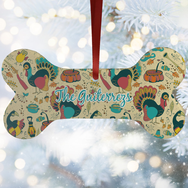 Custom Old Fashioned Thanksgiving Ceramic Dog Ornament w/ Name or Text