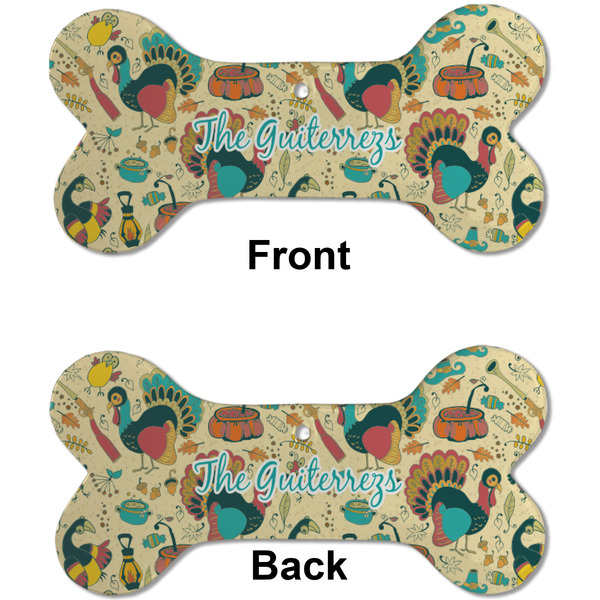 Old Fashioned Thanksgiving Ceramic Flat Ornament - Bone Front & Back (APPROVAL)